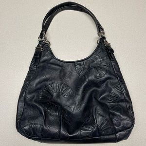 Coach 16504 Maggie Madison Black Leather Shoulder Bag Unique Ruched Signature C